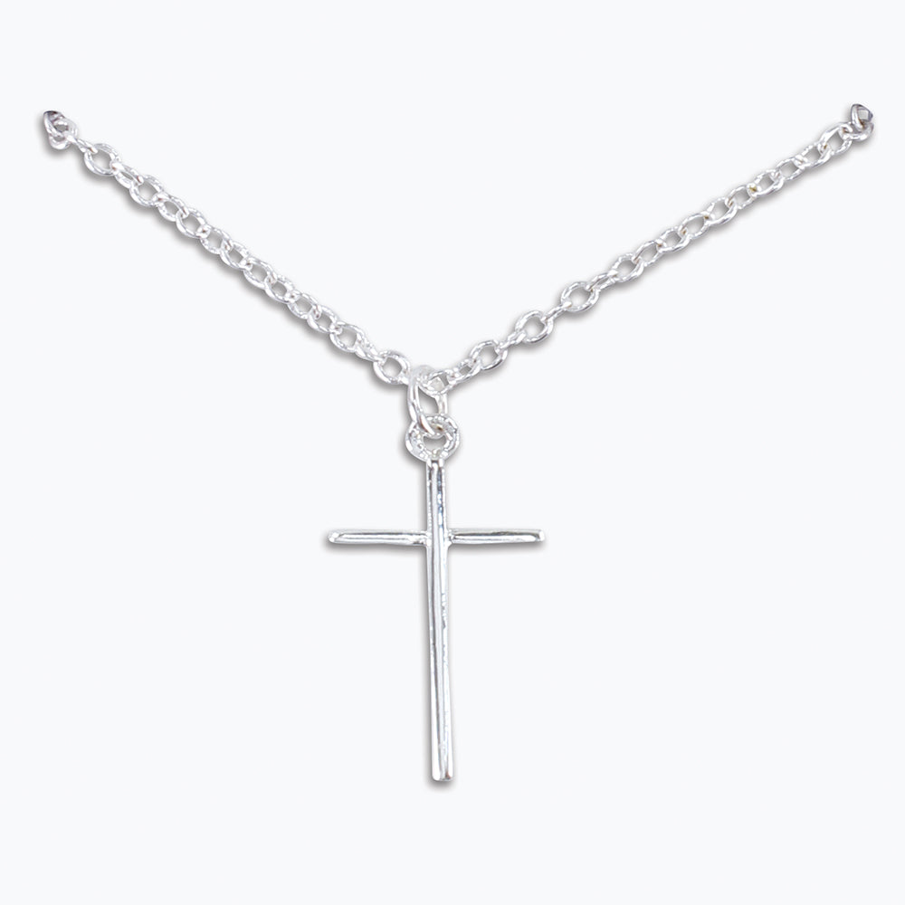 Periwinkle Necklace-Classic Silver Cross