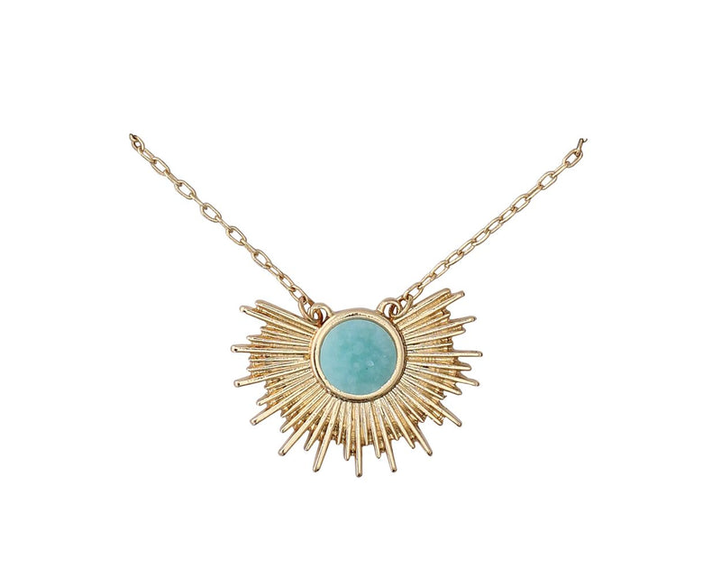 Sunburst with Aqua Druzy Necklace 8180230