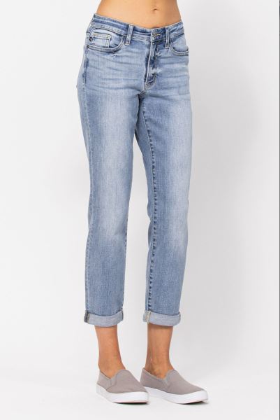 FINAL SALE Judy Blue Mid-rise Boyfriend Jean - Bleach Wash - Sizes 1-22W