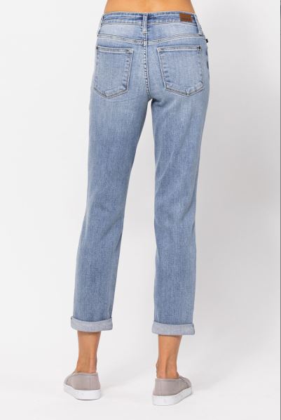 FINAL SALE Judy Blue Mid-rise Boyfriend Jean - Bleach Wash - Sizes 1-22W