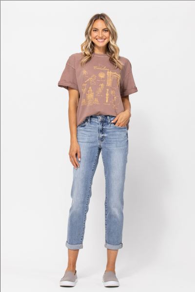FINAL SALE Judy Blue Mid-rise Boyfriend Jean - Bleach Wash - Sizes 1-22W
