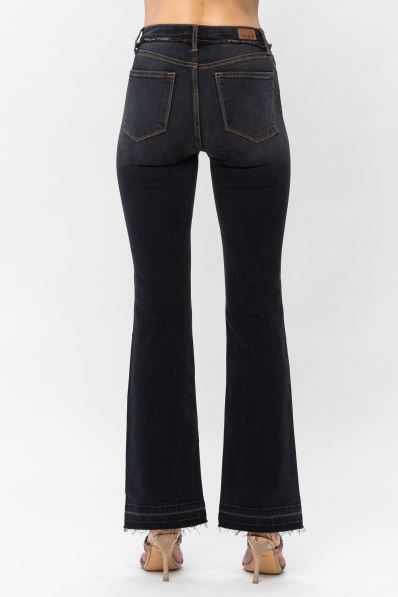 FINAL SALE Judy Blue Black High-Waist Release Hem Slim Bootcut Jeans - Sizes 0-22W