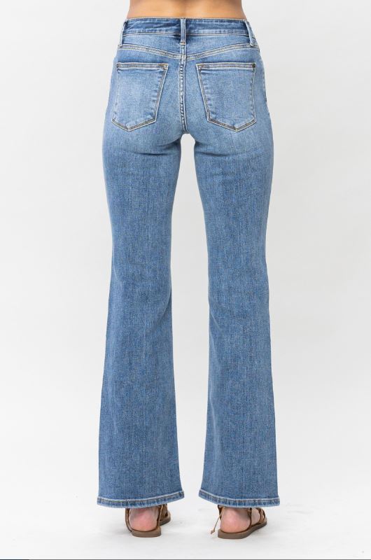Judy Blue Mid-Rise Vintage Wash Button Fly Bootcut Jeans - Sizes 0-22W
