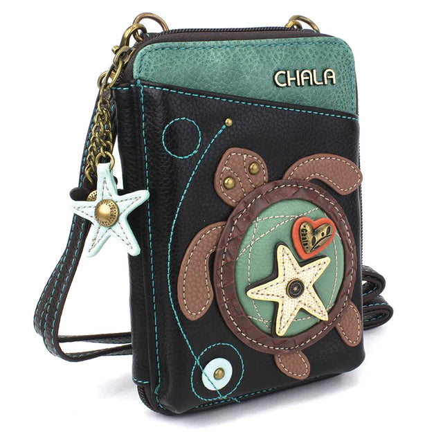Chala Handbags Wallet Crossbody Turtle Black