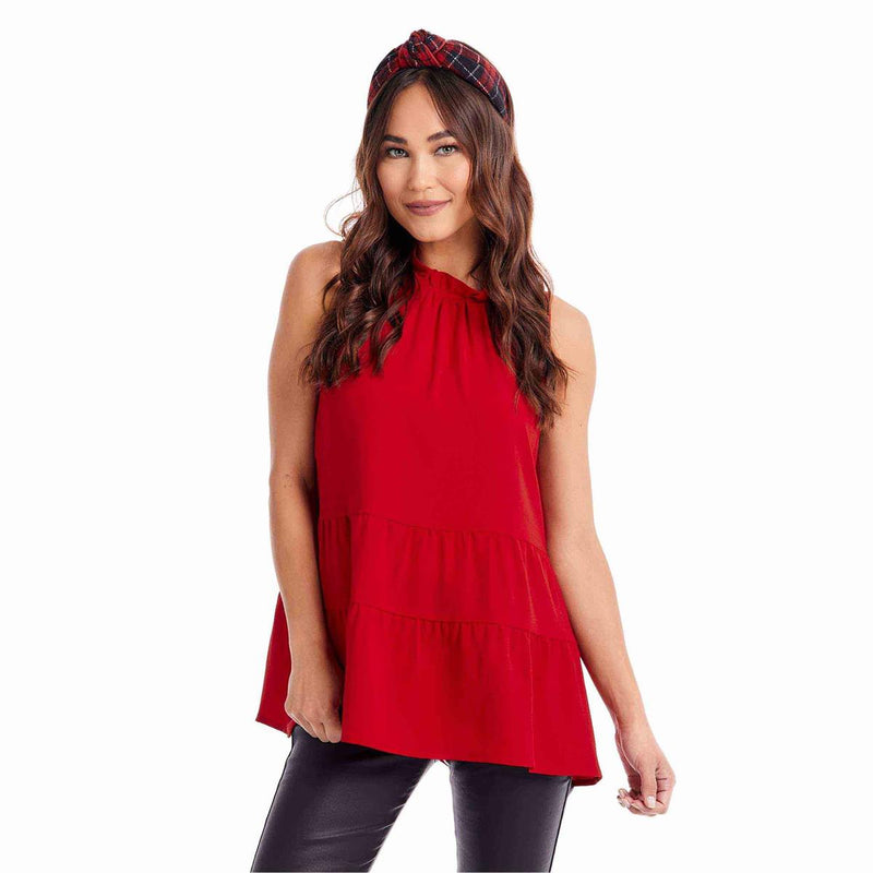 Mud Pie Taye Flounce Top Red
