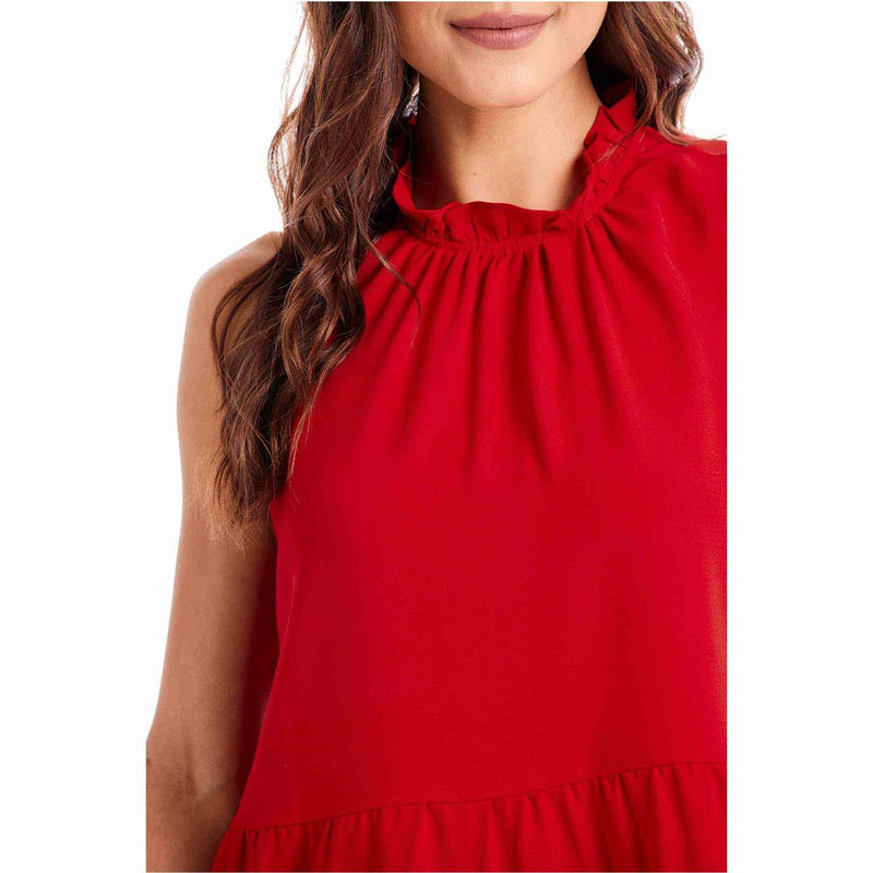 Mud Pie Taye Flounce Top Red