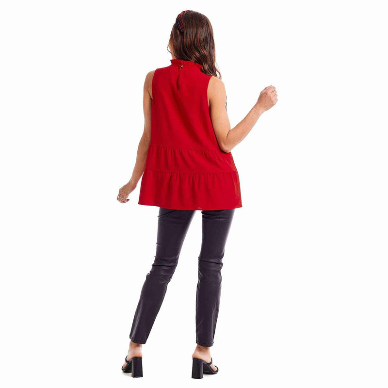 Mud Pie Taye Flounce Top Red