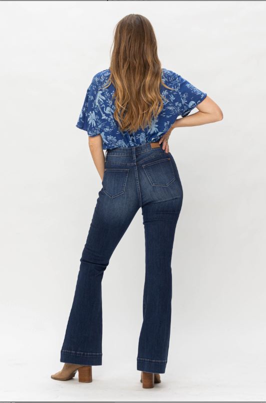 FINAL SALE Judy Blue High Waist Button Fly Trouser Flare Jeans - Sizes 1-22W