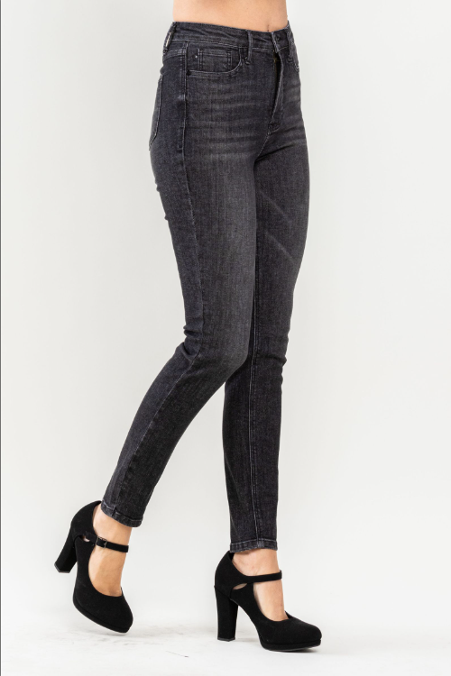 Judy Blue Tummy Control Black Wash Skinny Jeans - Sizes 0-15