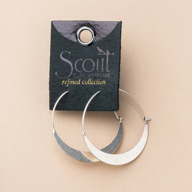 Scout - Refined Earring Collection - Crescent Hoop/Sterling Silver