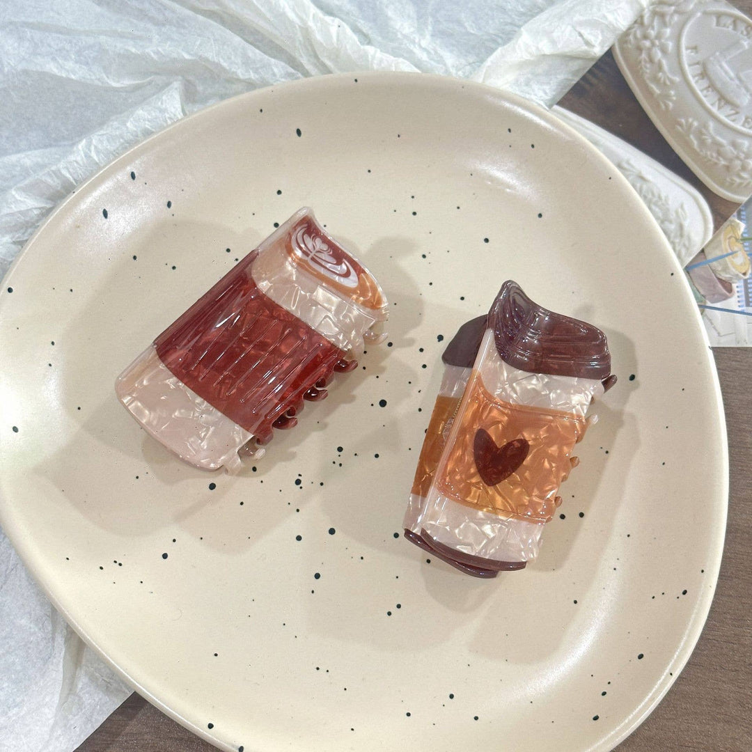 Simulation Coffee &amp; Croissant Hair Claw Clips