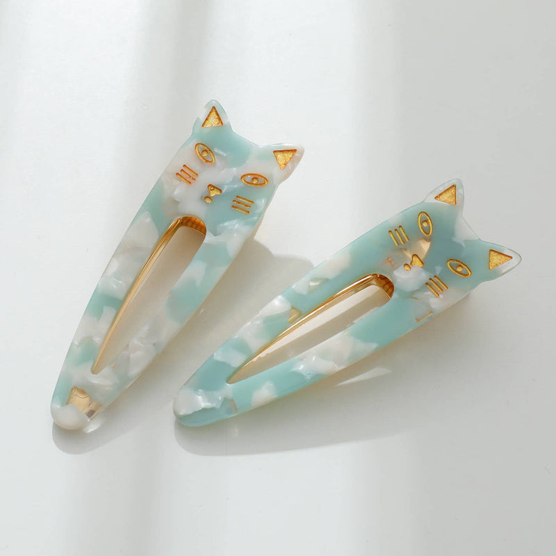 Elodie | Pointed Cat Face Barrette Hair Clip (Set of 2)