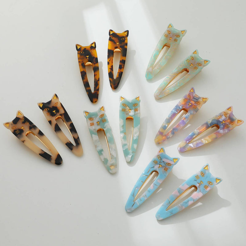 Elodie | Pointed Cat Face Barrette Hair Clip (Set of 2)