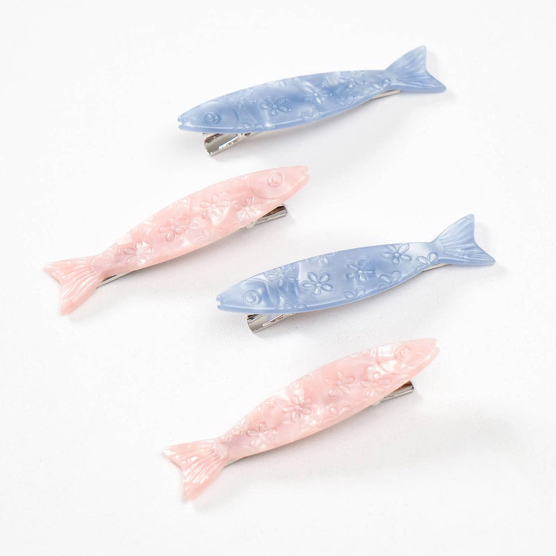 Saltwater Floral Sardine Fish Barrette Hair Clip