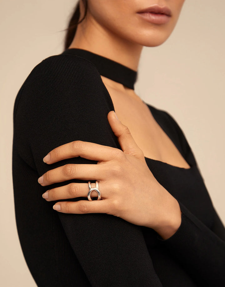 Unode50 Double curved ring - Silver