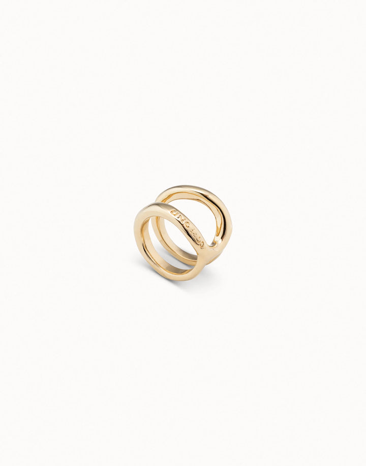 UNOde50 Double curved ring - Gold