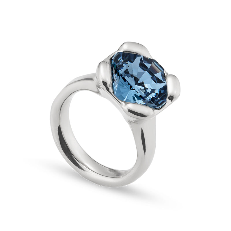 UNOde50 Ring with blue crystal - Sterling Silver
