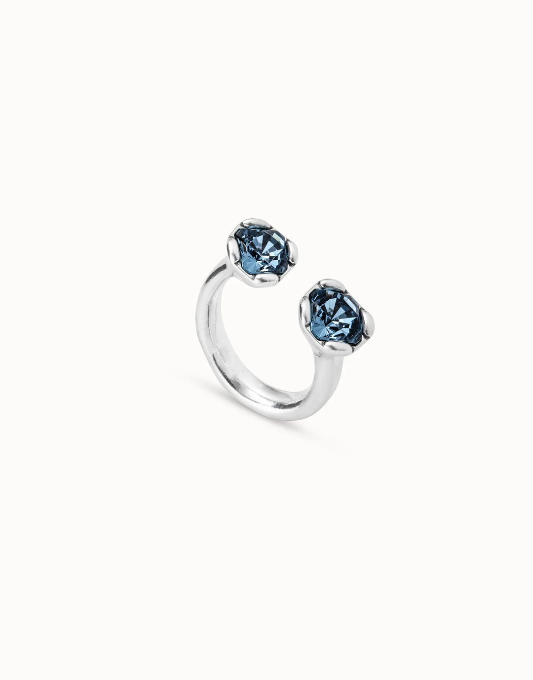 UNOde50 Silver Ring with Two Blue Crystals