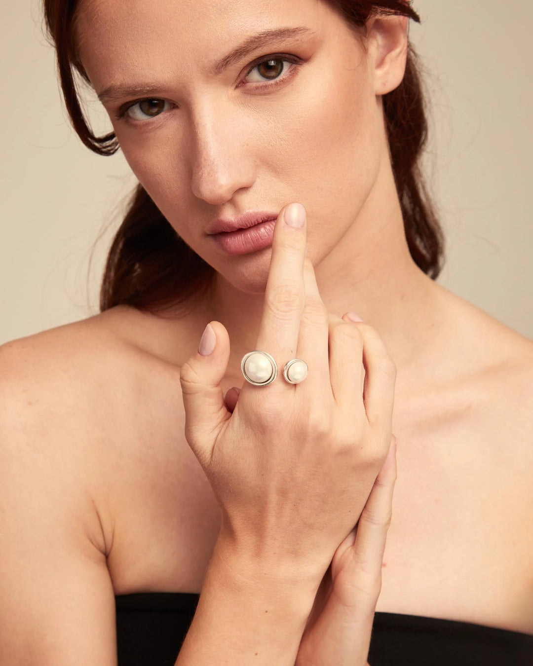 UNOde50 Ring with pearls Silver