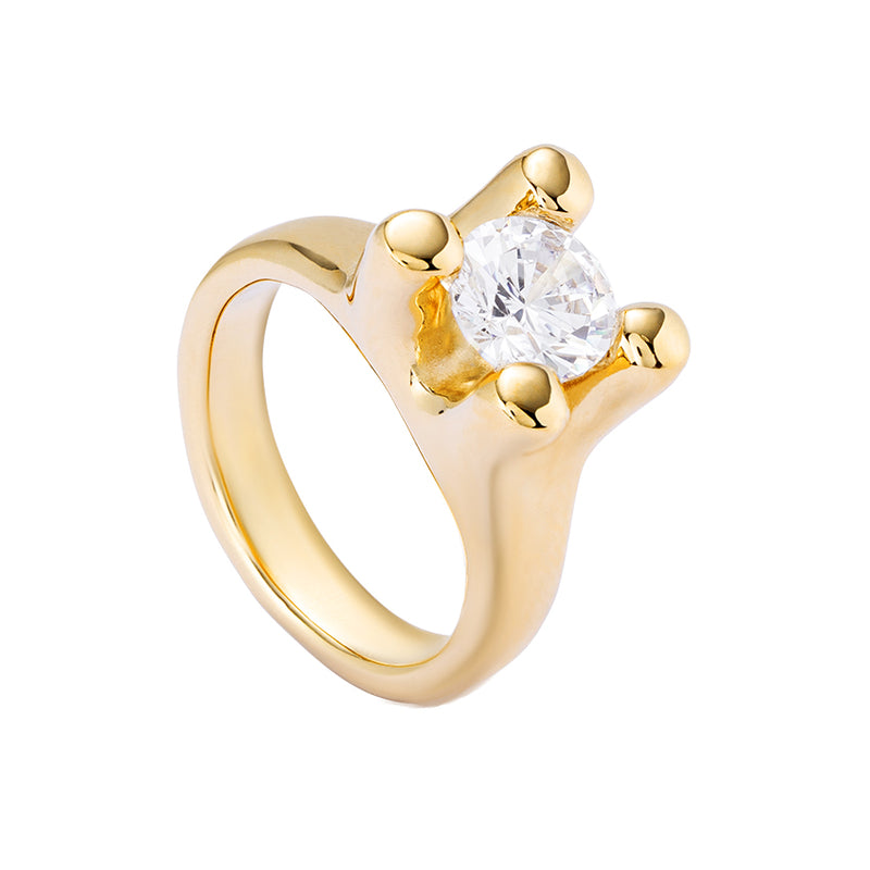UNOde50 Ring with white cubic zirconia - Gold