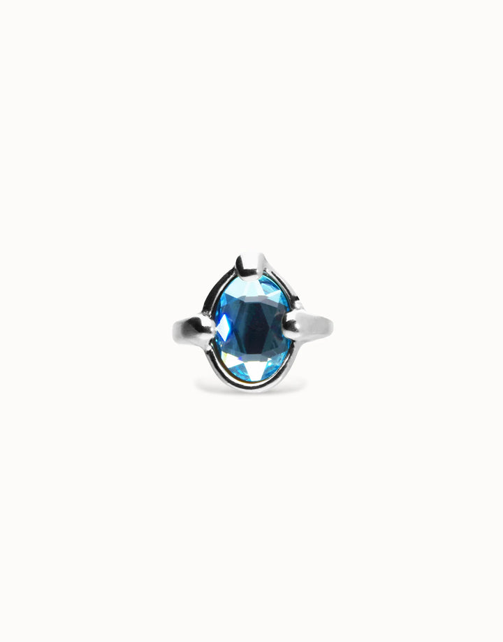 UNOde50 Ring with blue oval faceted crystal