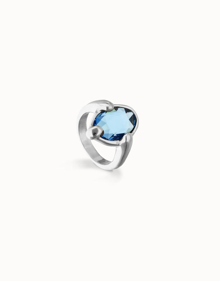 UNOde50 Ring with blue oval faceted crystal