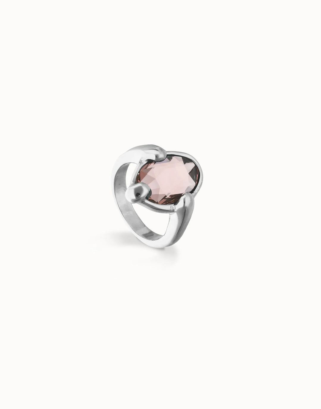 UNOde50 Ring with pink oval faceted crystal