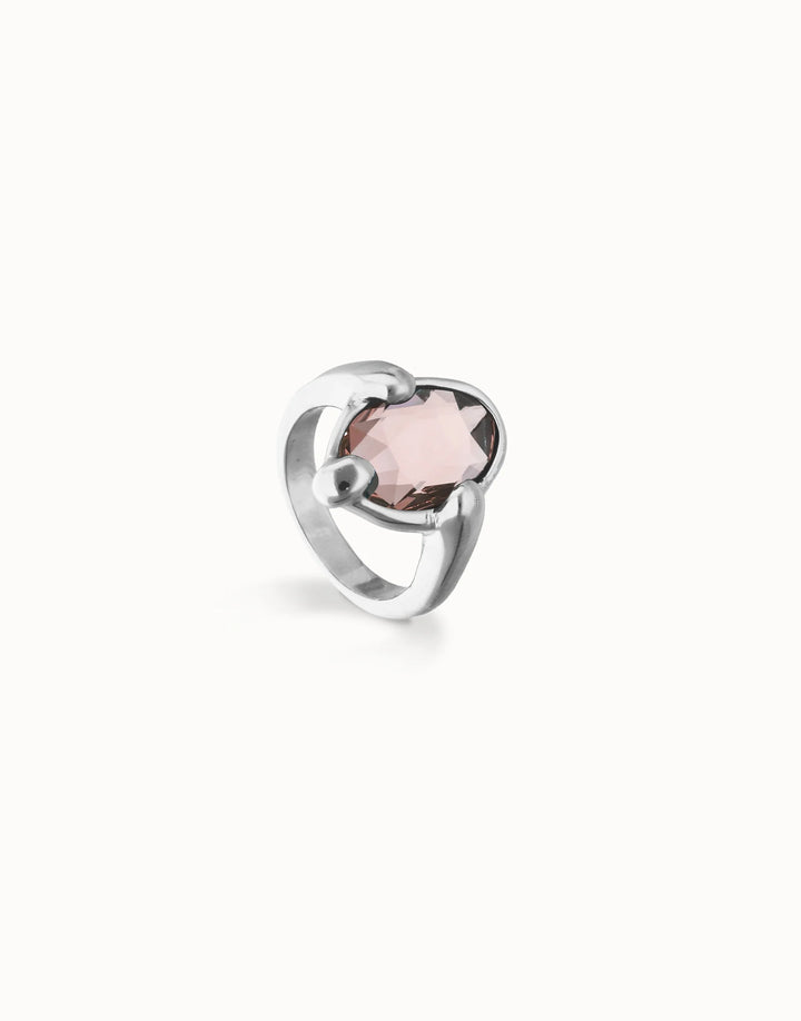 UNOde50 Ring with pink oval faceted crystal