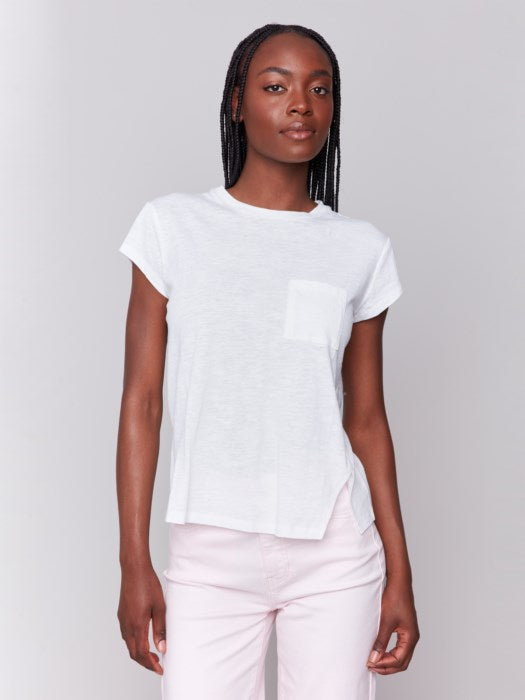 Charlie B Cap Sleeve Crew Neck - White
