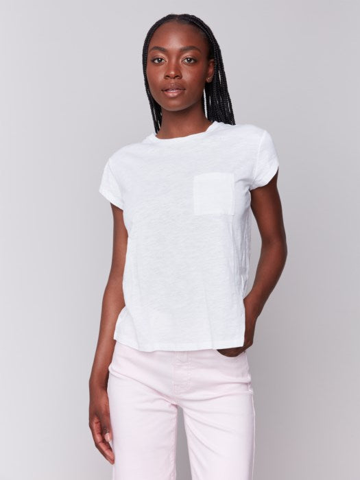 Charlie B Cap Sleeve Crew Neck - White