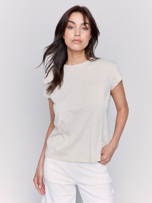 FINAL SALE Charlie B Cap Sleeve Crew Neck - Sand