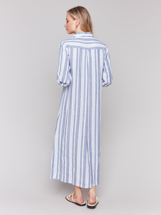 Charlie B Striped Linen Maxi Dress - Rayures Stripes