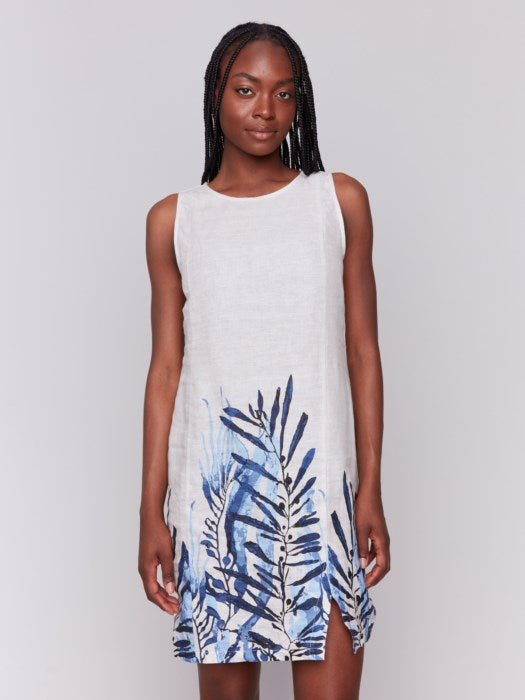 Charlie B Printed Sleeveless Linen Blend Dress - Palm