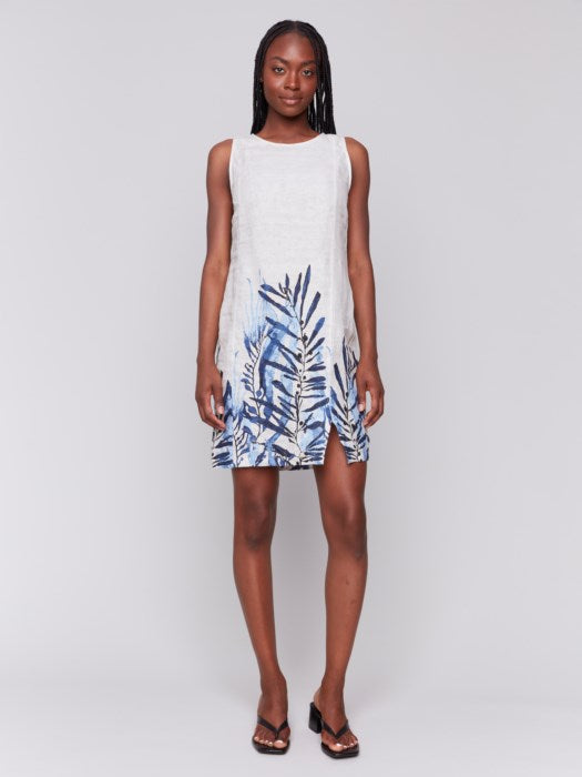 Charlie B Printed Sleeveless Linen Blend Dress - Palm