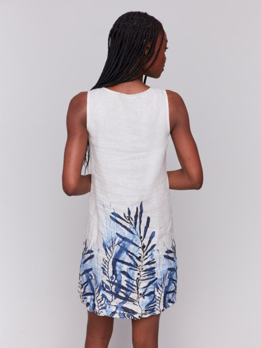 Charlie B Printed Sleeveless Linen Blend Dress - Palm