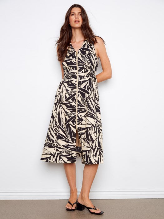 Charlie B Printed Cotton Voile Front-Zip Maxi Dress - Luna
