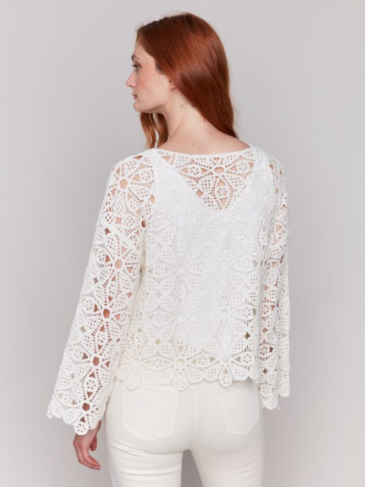 Charlie B Cotton Blend Crochet Top - Natural