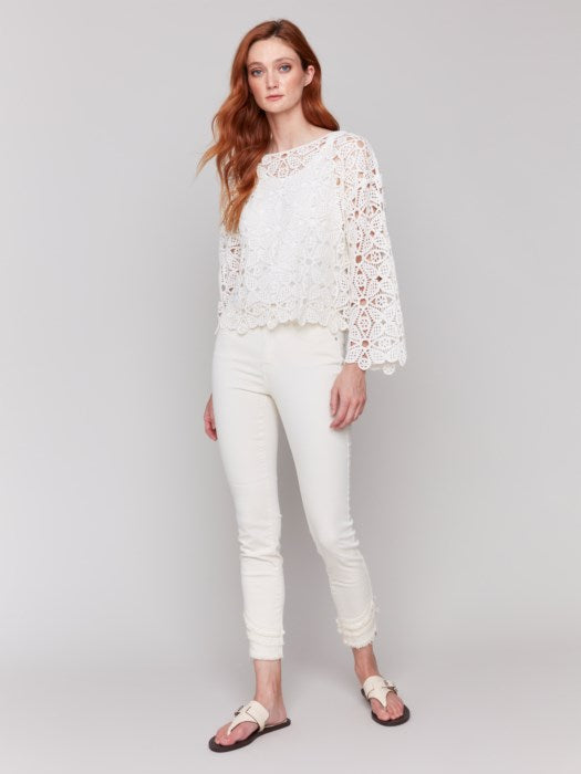 Charlie B Cotton Blend Crochet Top - Natural