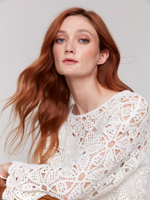 Charlie B Cotton Blend Crochet Top - Natural
