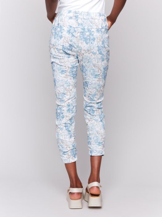 Charlie B Printed Crinkle Jogger Pants - Coastal