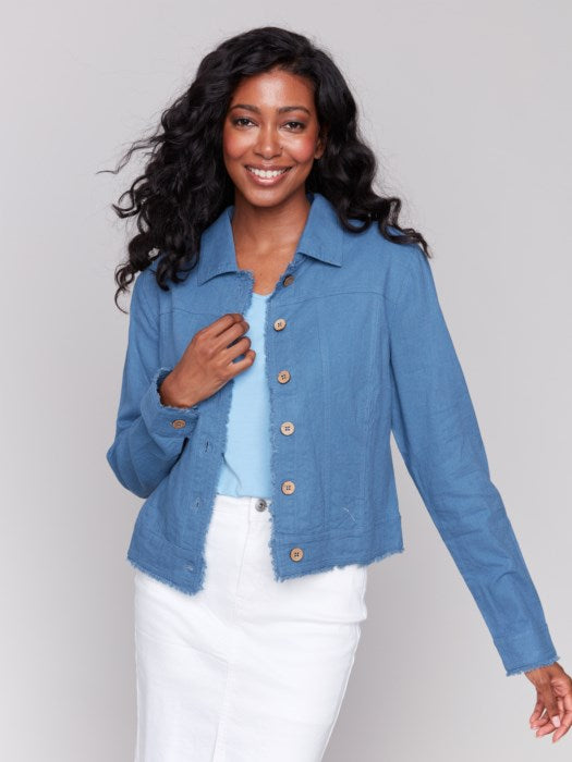 Charlie B Linen Blend Jacket - Denim