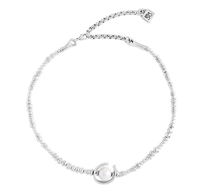 UNOde50 Short beaded necklace with a pearl - Sterling Silver