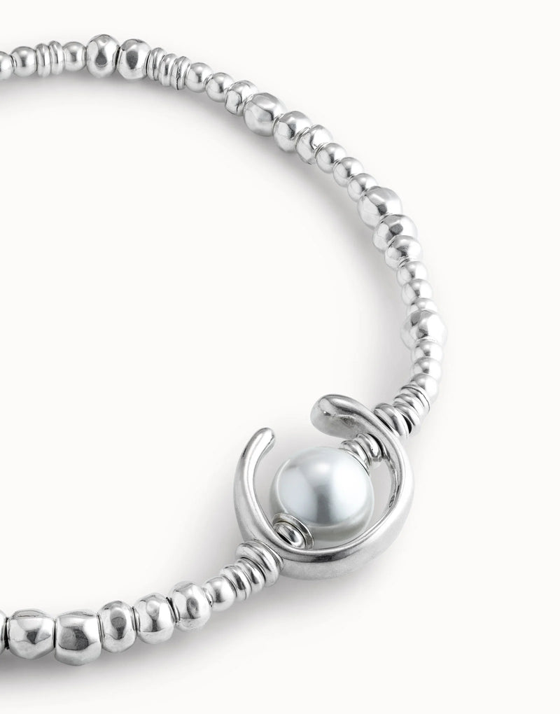 UNOde50 Short beaded necklace with a pearl - Sterling Silver