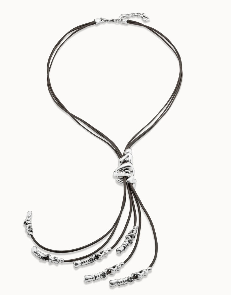 UNOde50 leather necklace - Sterling Silver