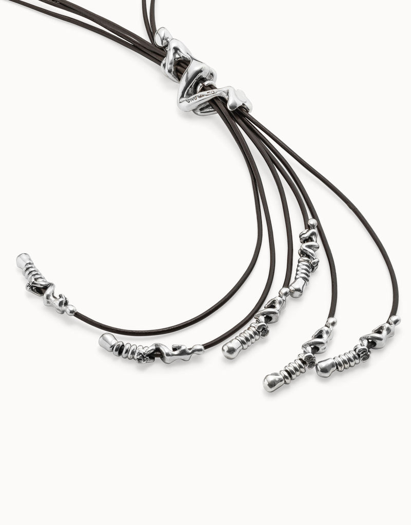 UNOde50 leather necklace - Sterling Silver