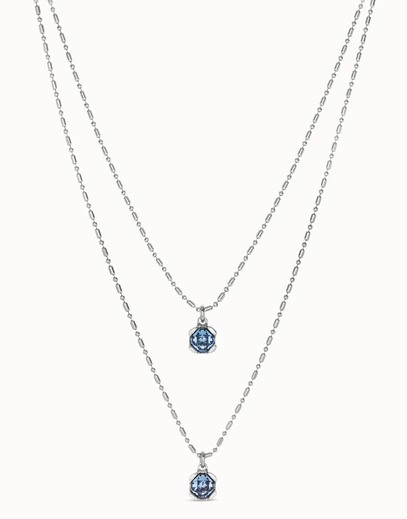 UNOde50 Long pendant chain necklace with crystals - Silver