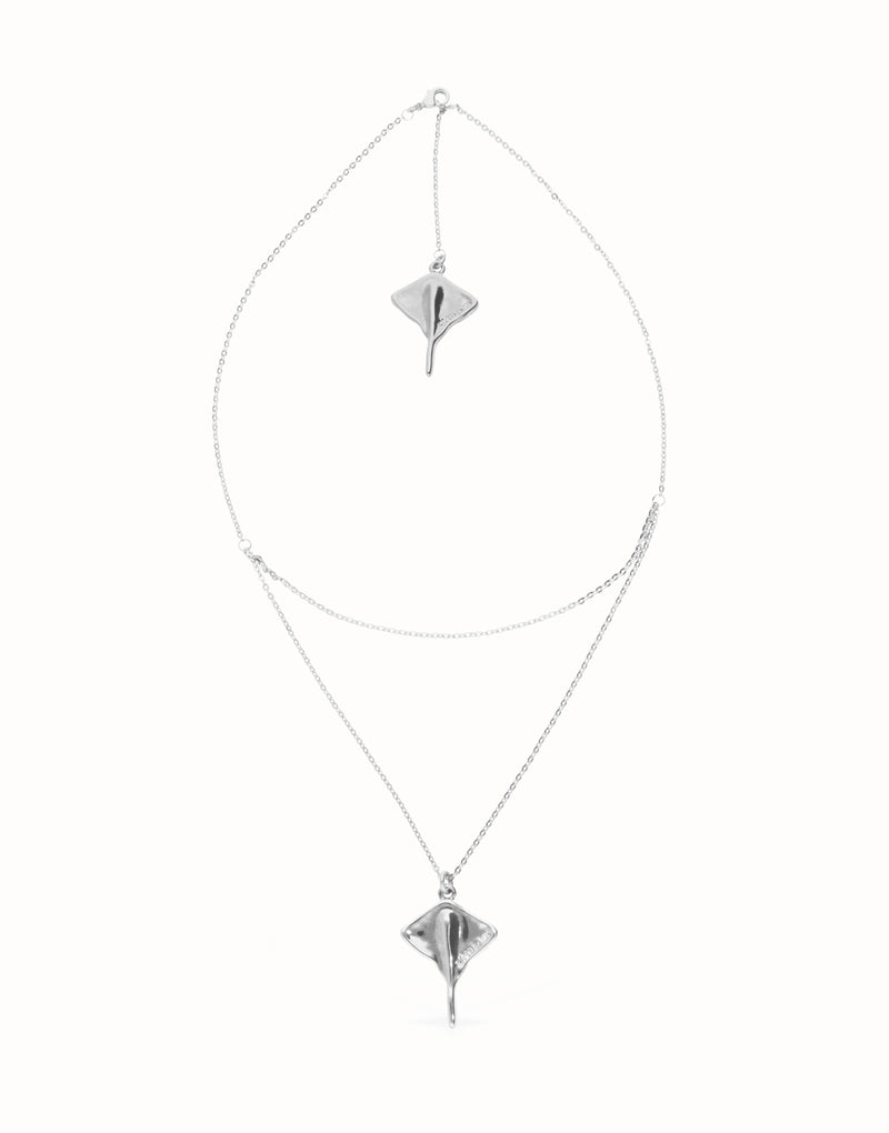 UNOde50 Multi strand chain necklace with manta ray  - Sterling Silver