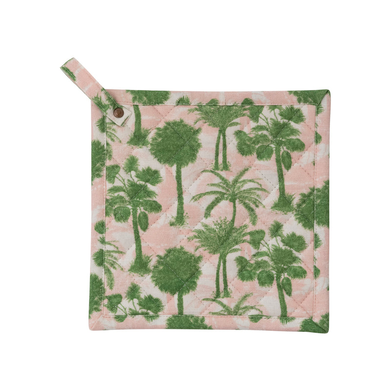Cotton Pot Holder with Palm Tree Pattern