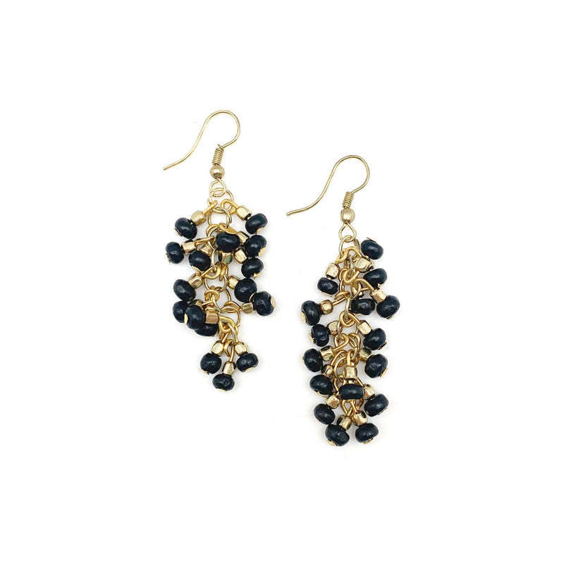 Anju Sachi Chromatic Hue Earrings - Charcoal Beads Cluster
