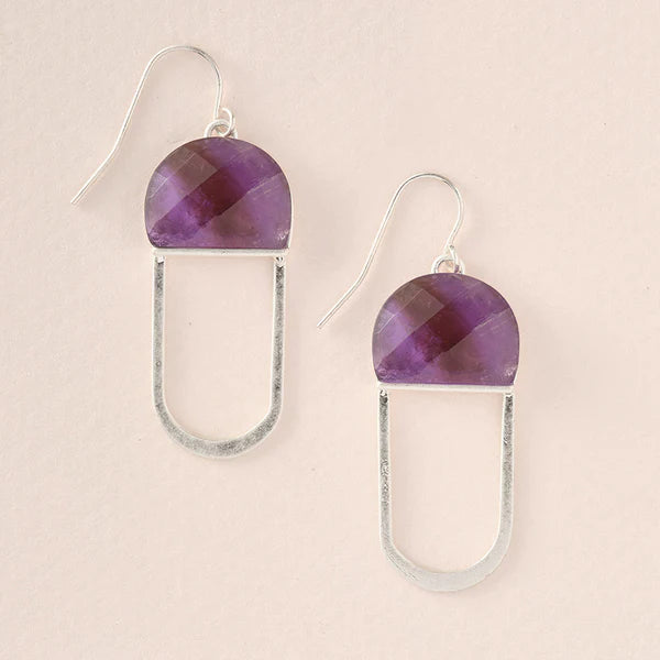 Scout - Modern Stone Chandelier Earring - Amethyst/Silver